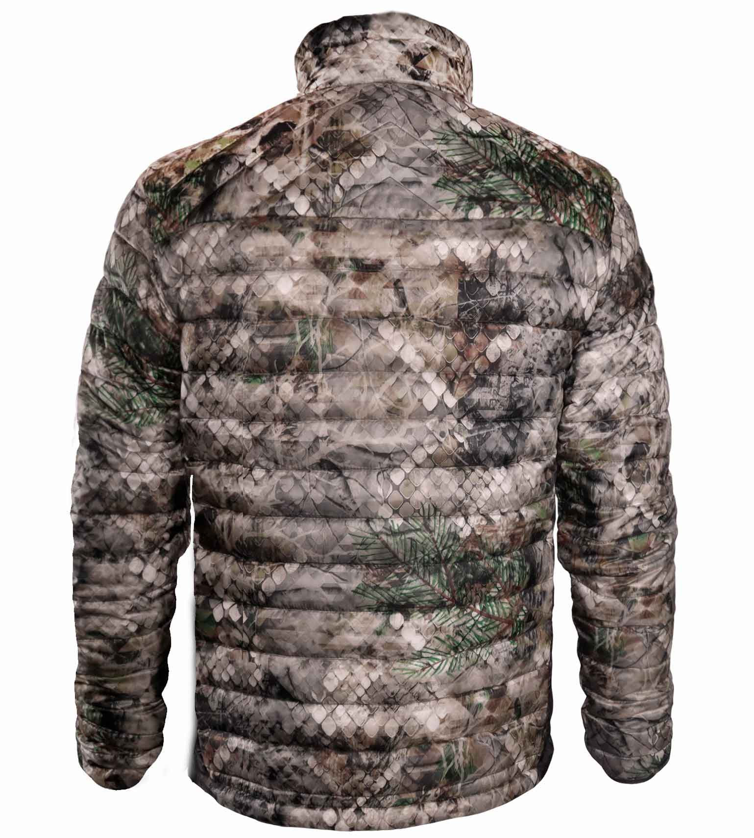 Vycah Cobalt Down Jacket in Fall camo, back view