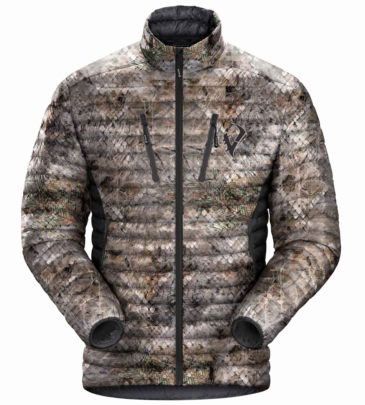 Vycah Cobalt Down Jacket in Fall camo, front view