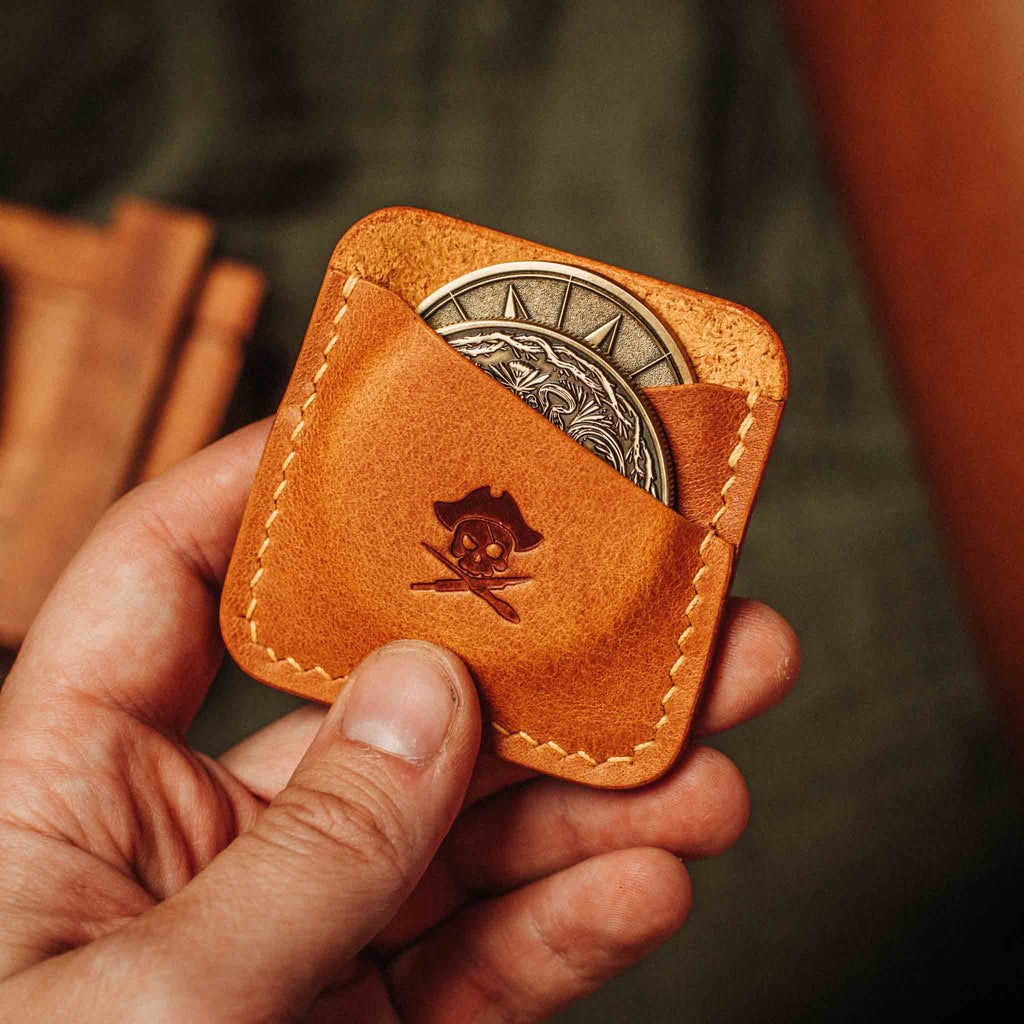 Pirate Goods Peso Pocket Duo Coin Holder – Leather Challenge Coin Case for Two Coins | Venator Hunting