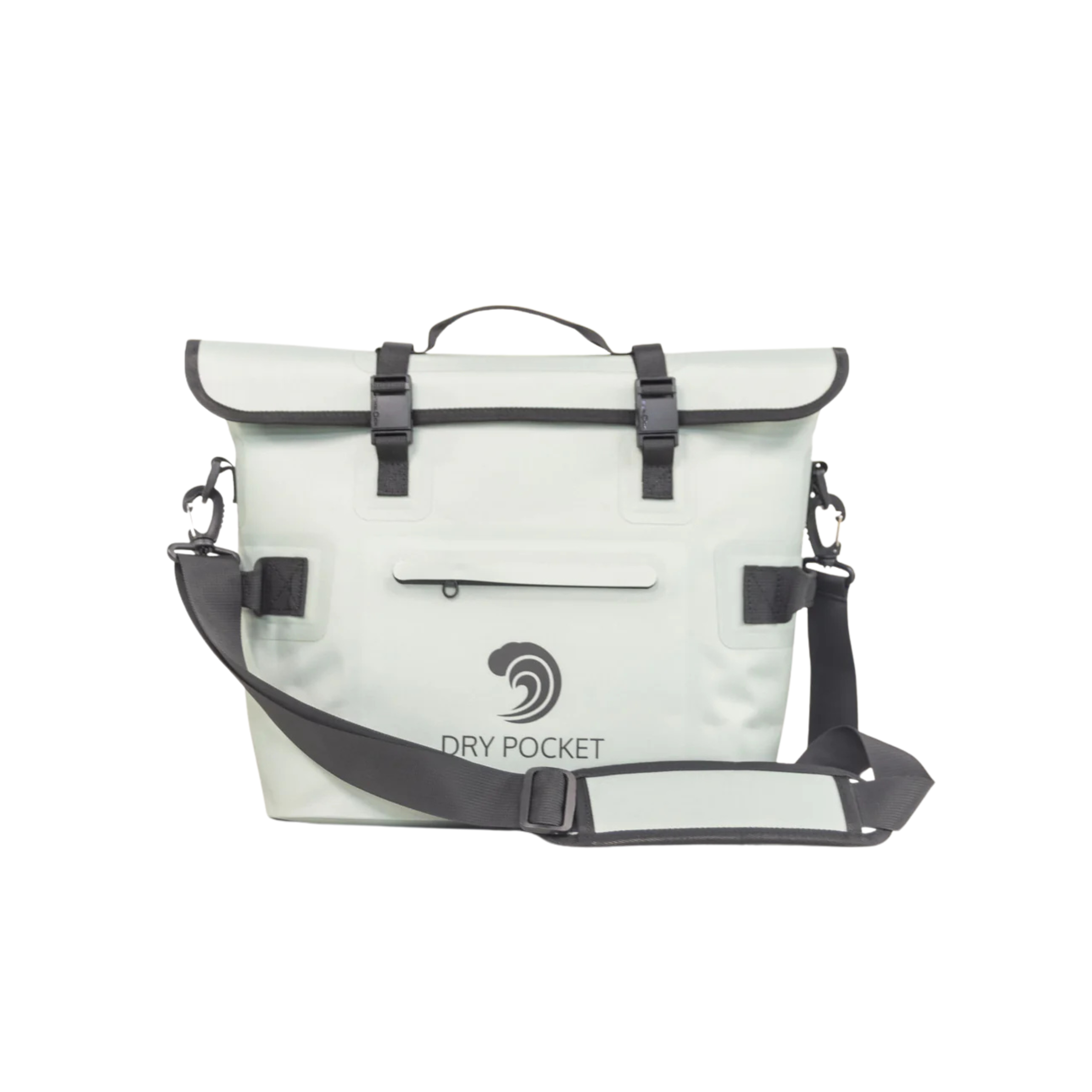 Light green Dry Pocket waterproof messenger bag with black straps, ideal for hunting and outdoor adventures.