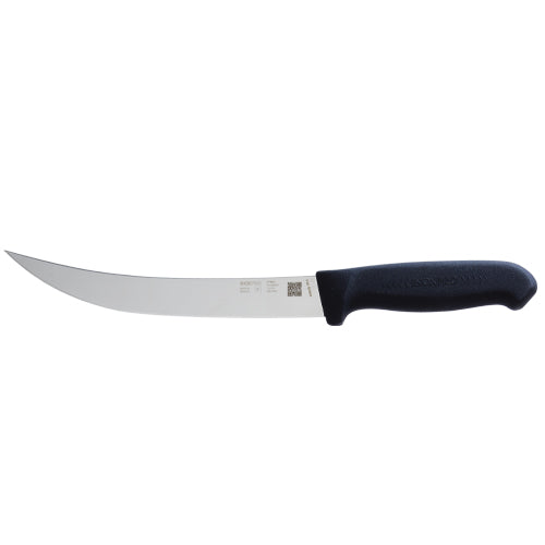 Stainless steel hunting knife with black ergonomic handle for field dressing game