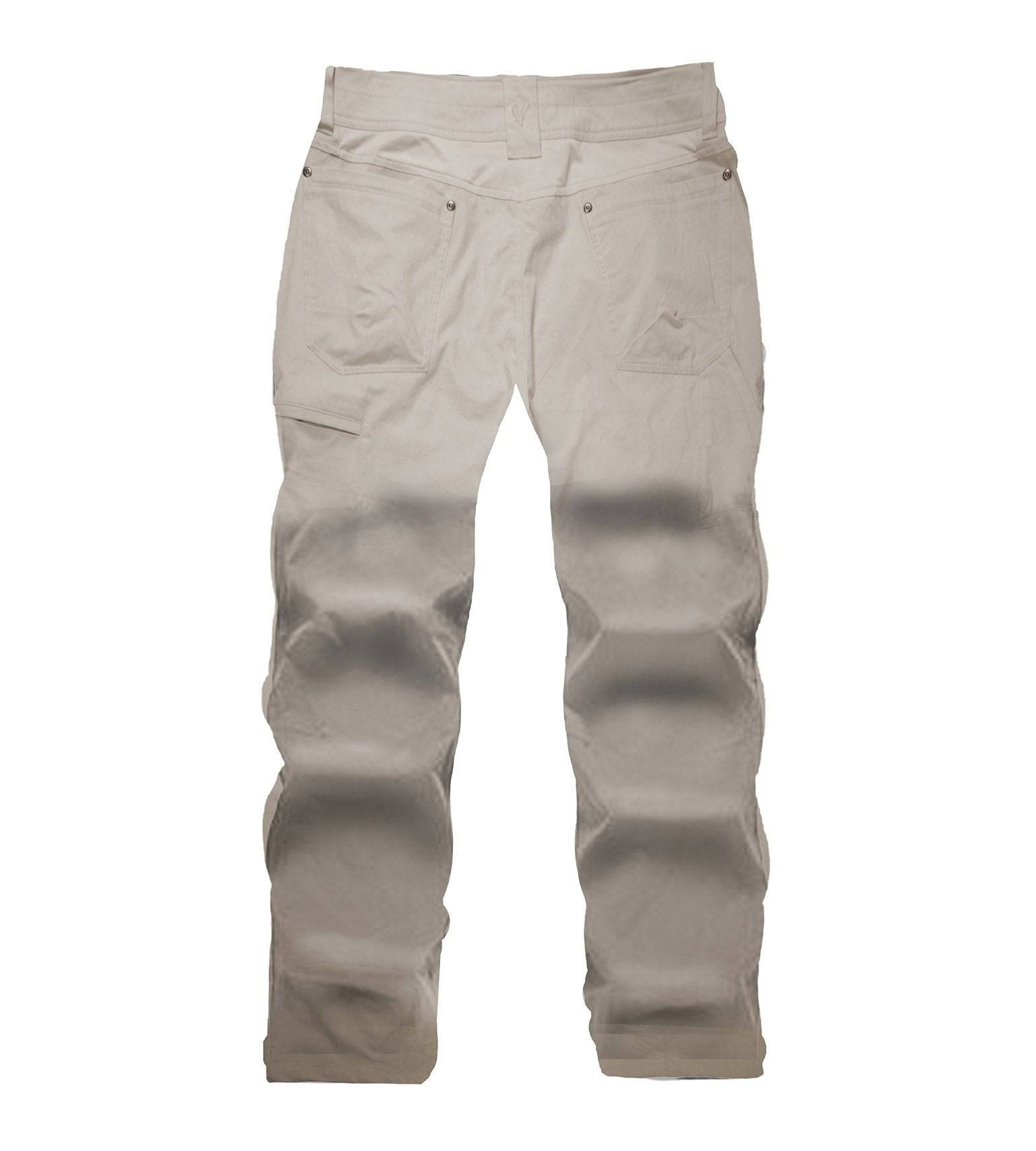 Tan hunting pants with multiple pockets, durable fabric for outdoor use