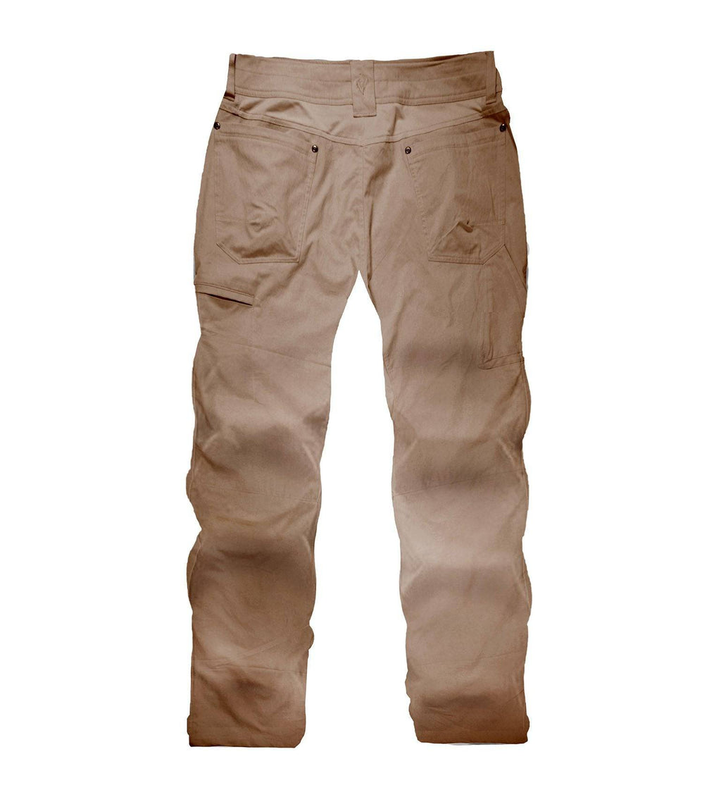 Tan hunting pants with multiple pockets, durable fabric for outdoor use