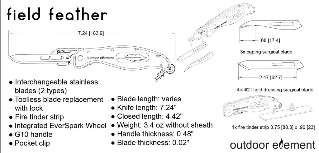 Field Feather - Replaceable Blade Folding Knife