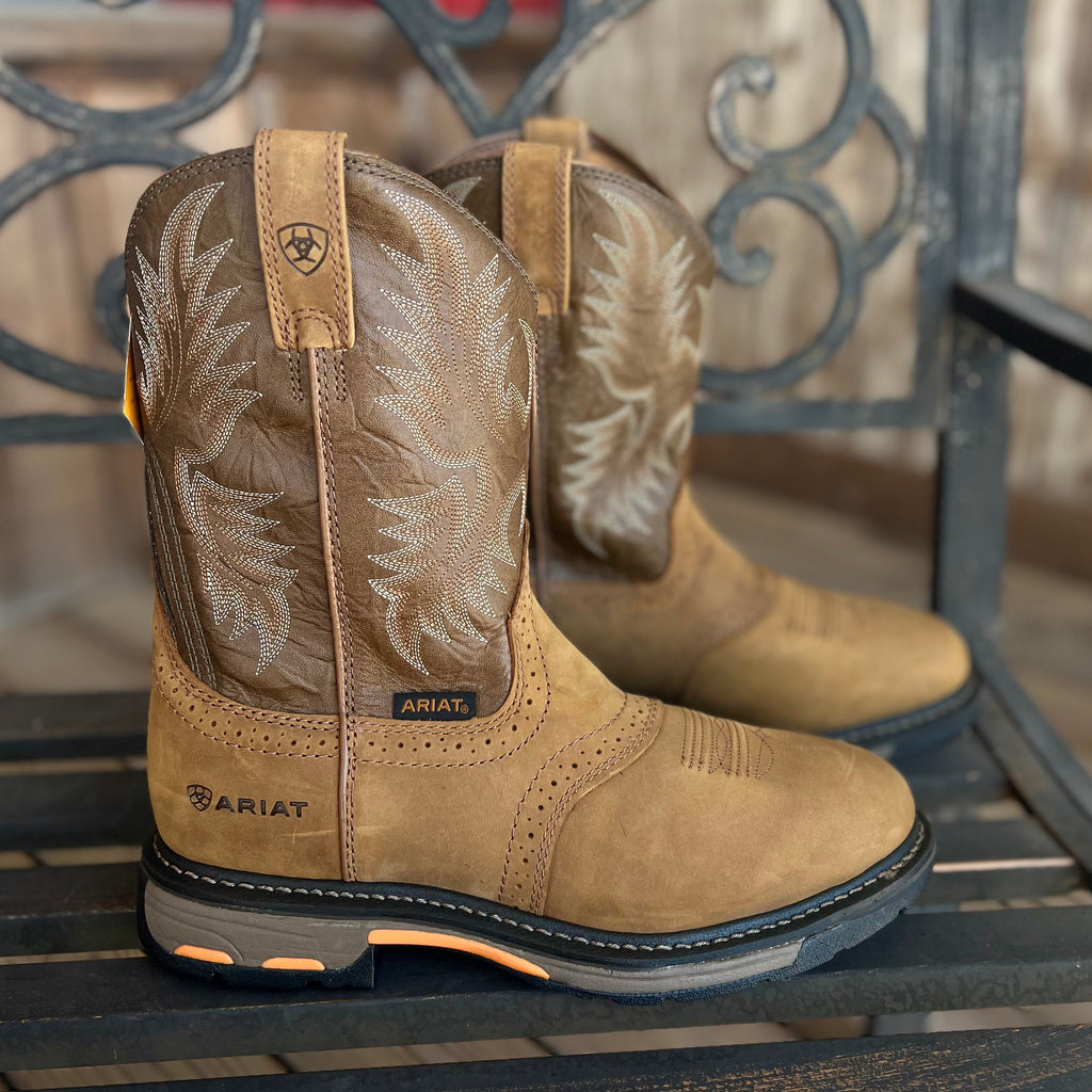 Ariat WorkHog Round Toe Pull-On Boot in Aged Bark – front view | Venator Hunting