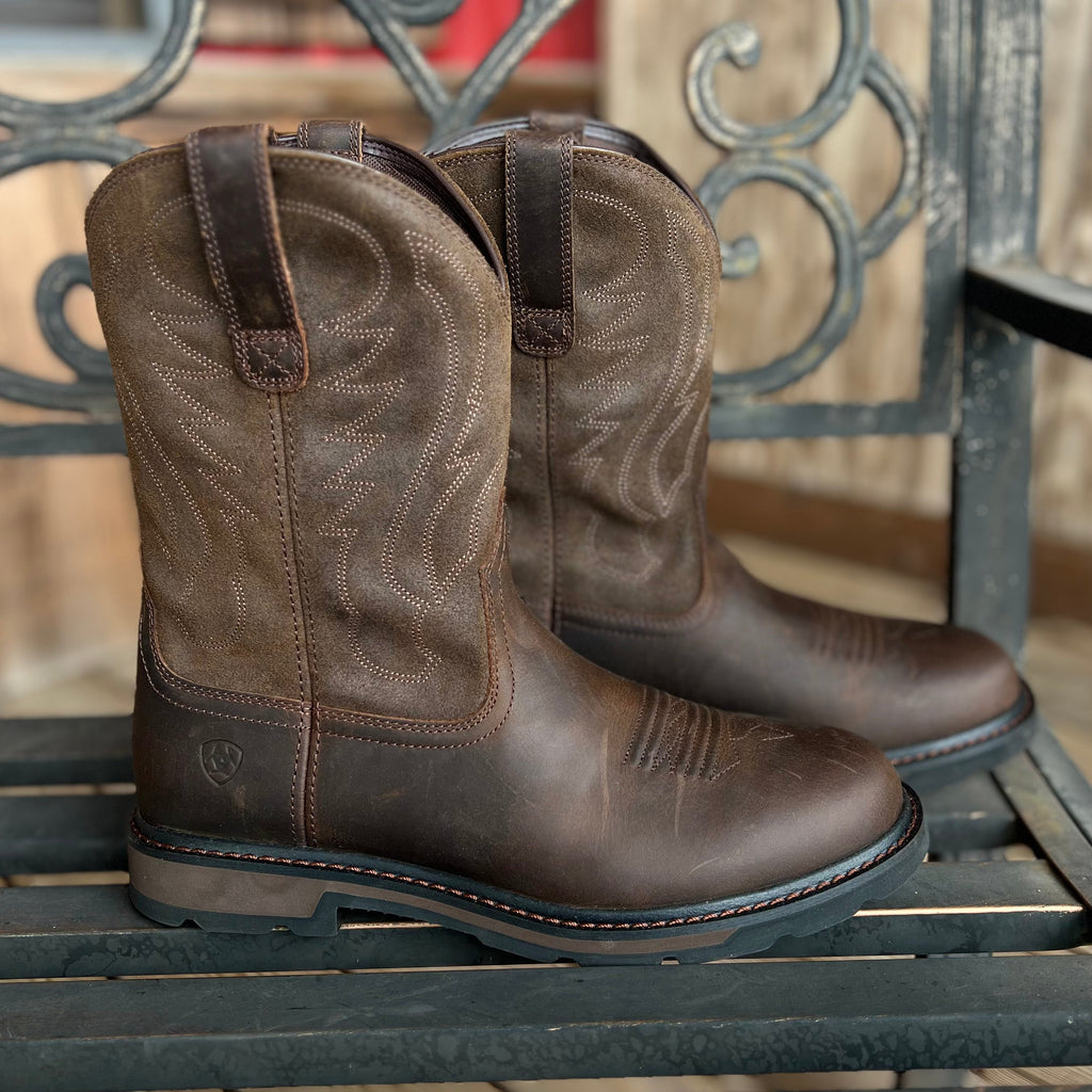 Ariat Groundbreaker Round Toe Work Boot in Dark Brown – front view | Venator Hunting