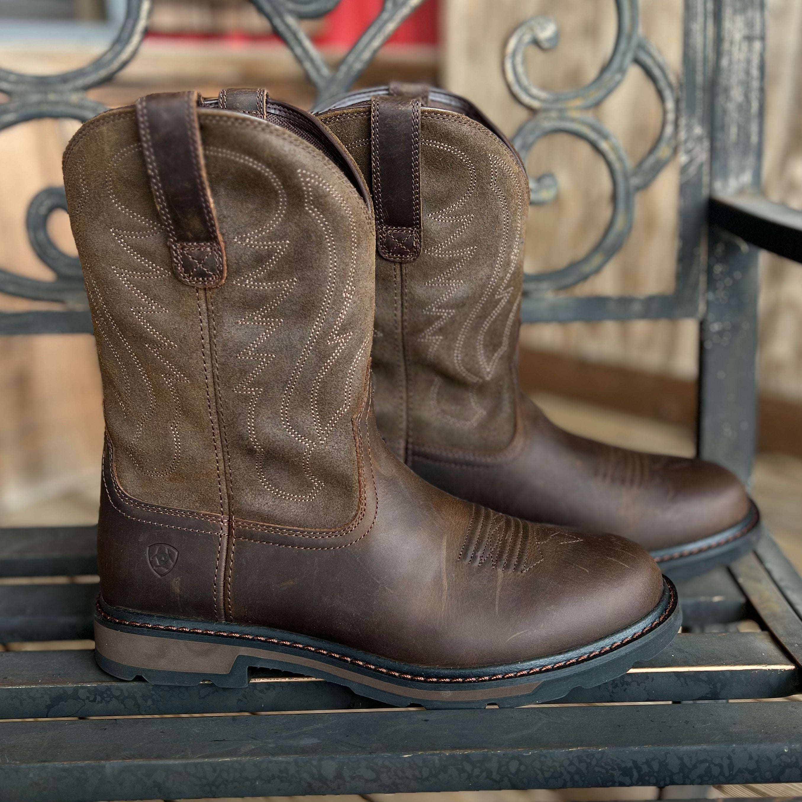 Ariat Groundbreaker Round Toe Work Boot in Dark Brown – front view | Venator Hunting