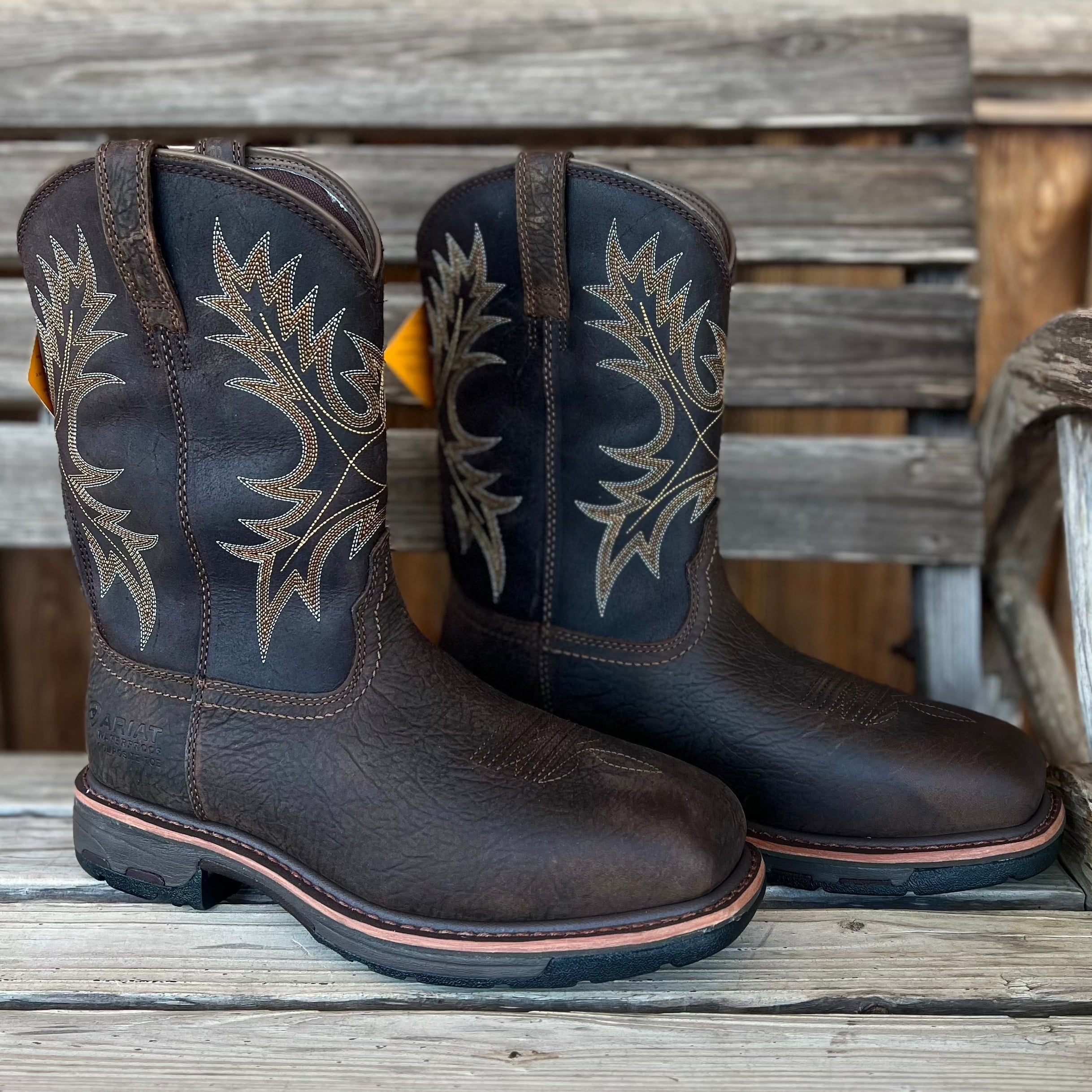 Ariat WorkHog Composite Toe Waterproof Boot in Brown – front view | Venator Hunting