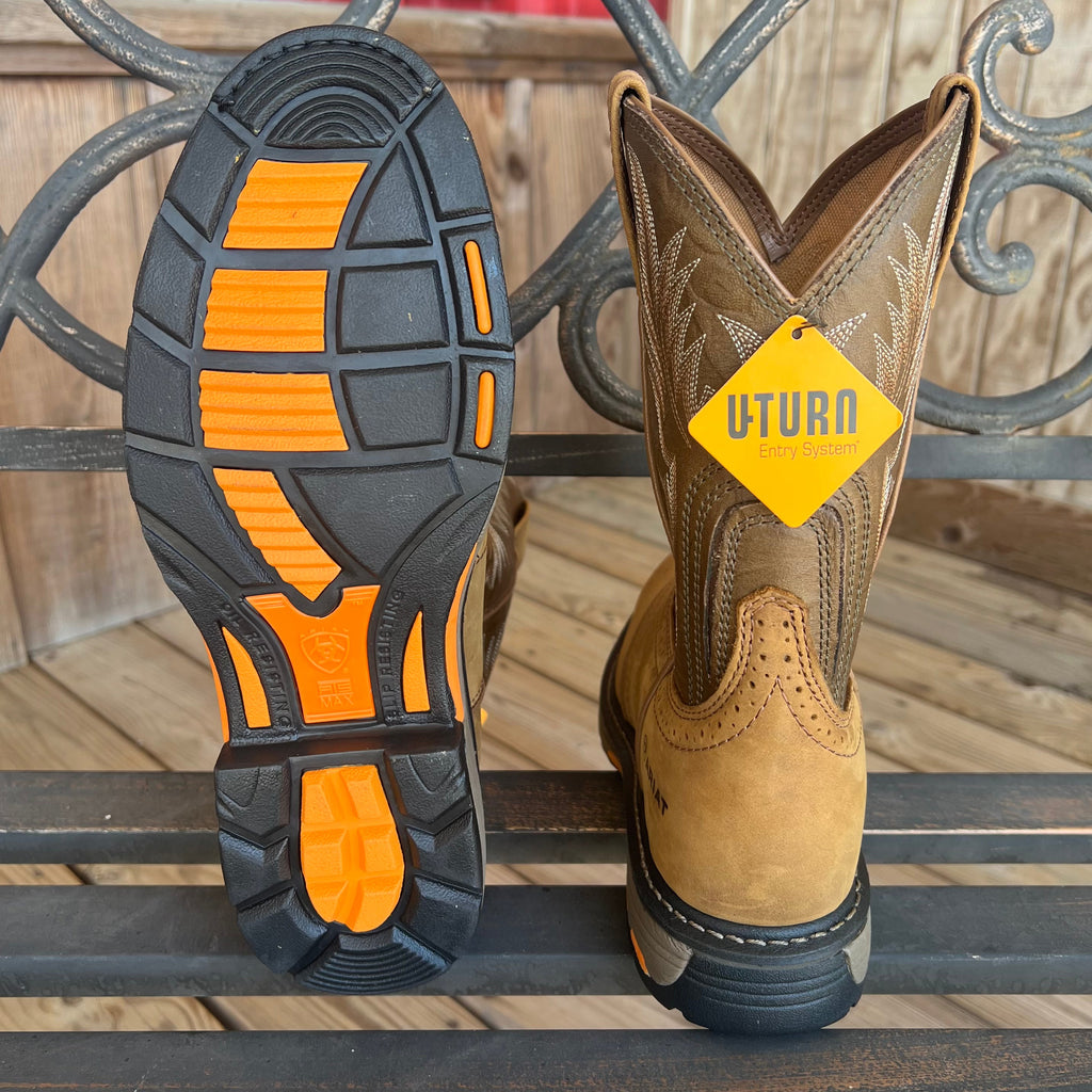 Ariat WorkHog Round Toe Boot – side profile with army green top | Venator Hunting