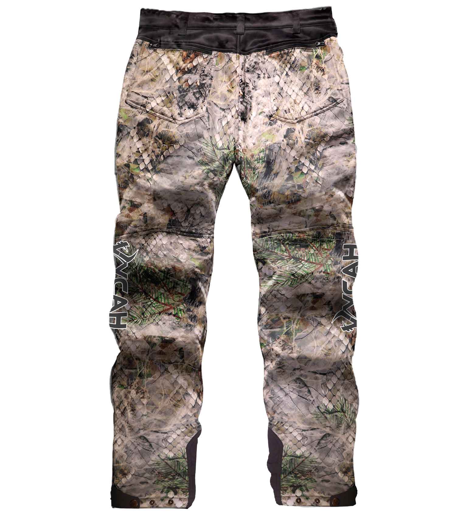 Vycah Kinsley Pant in Fall camo, back view with Vycah logo down the leg
