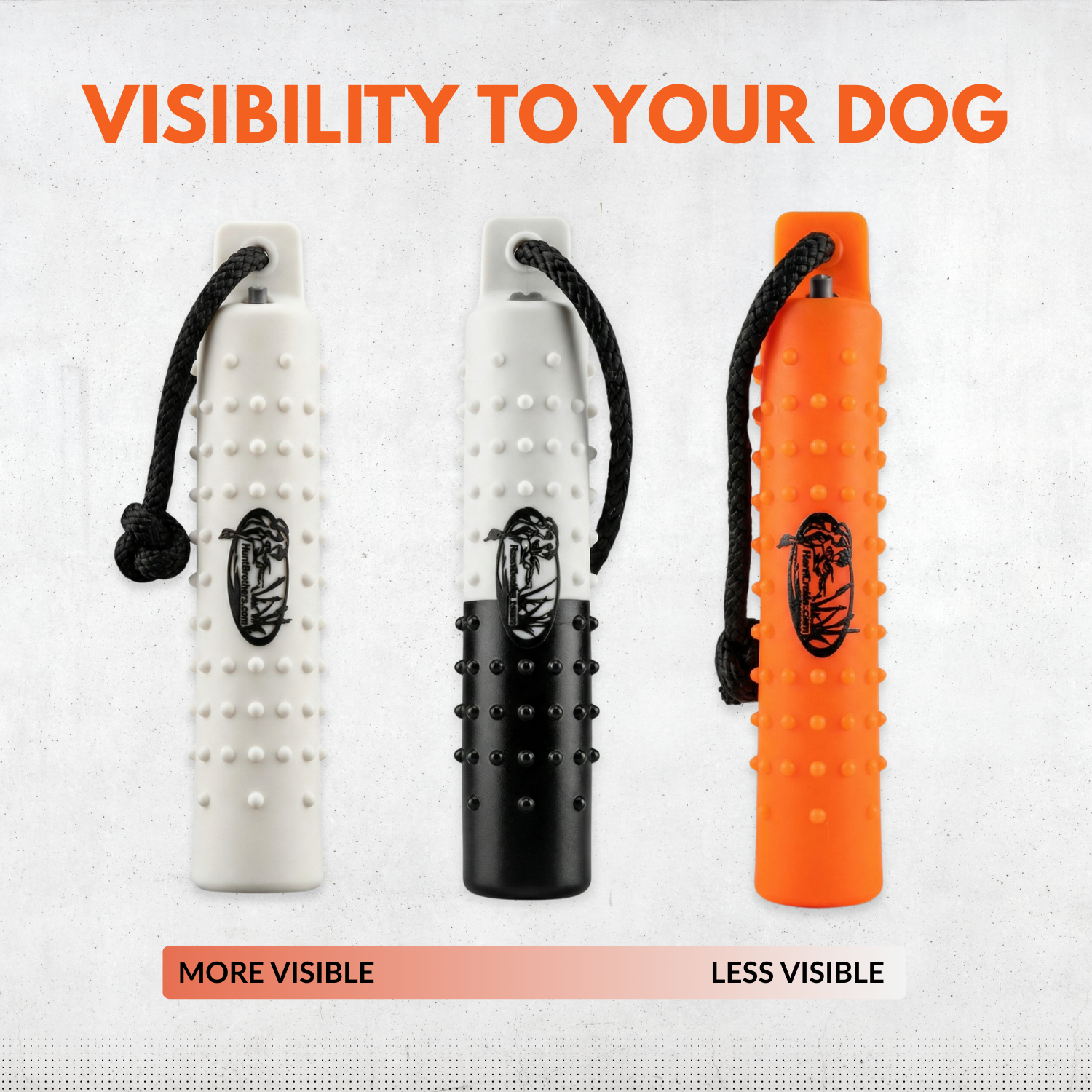 The HuntEmUp 3in Plastic Dog Training Bumper Dummy w/Valve Black White Flasher
