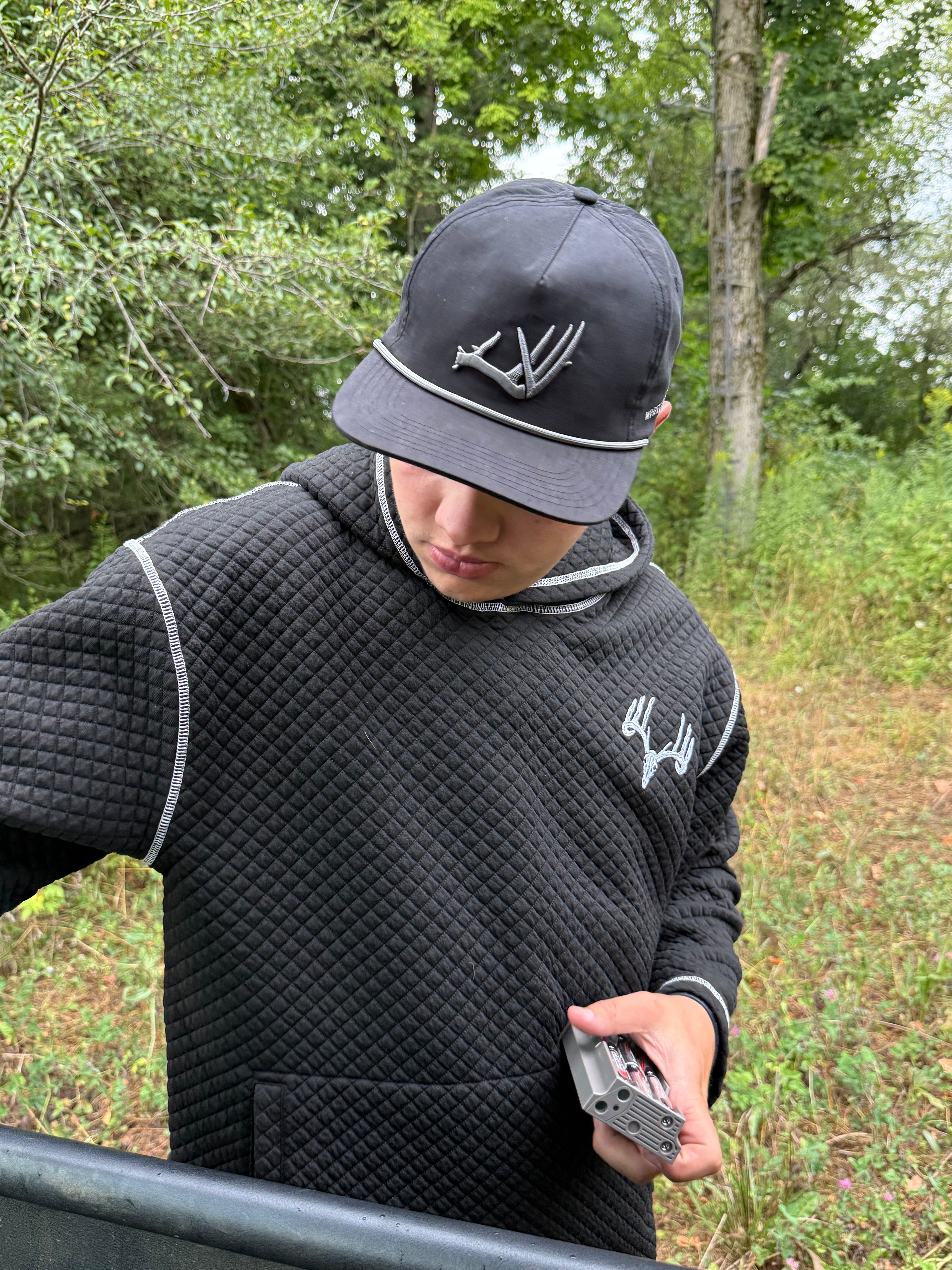 Whitetail Co. Rut Line Waffle Hoodie Black