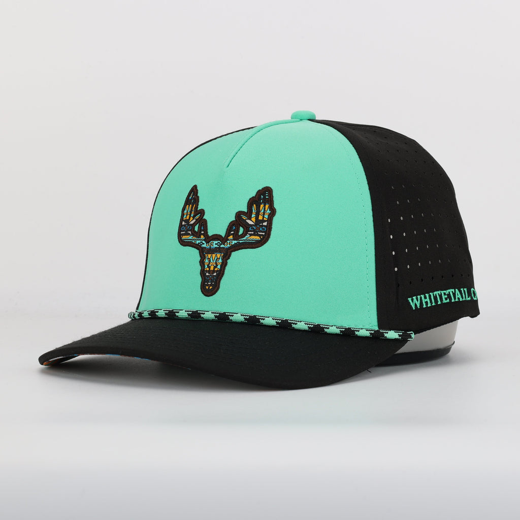 Whitetail Co. Western Buck Skull Teal Low/Mid Profile Trucker