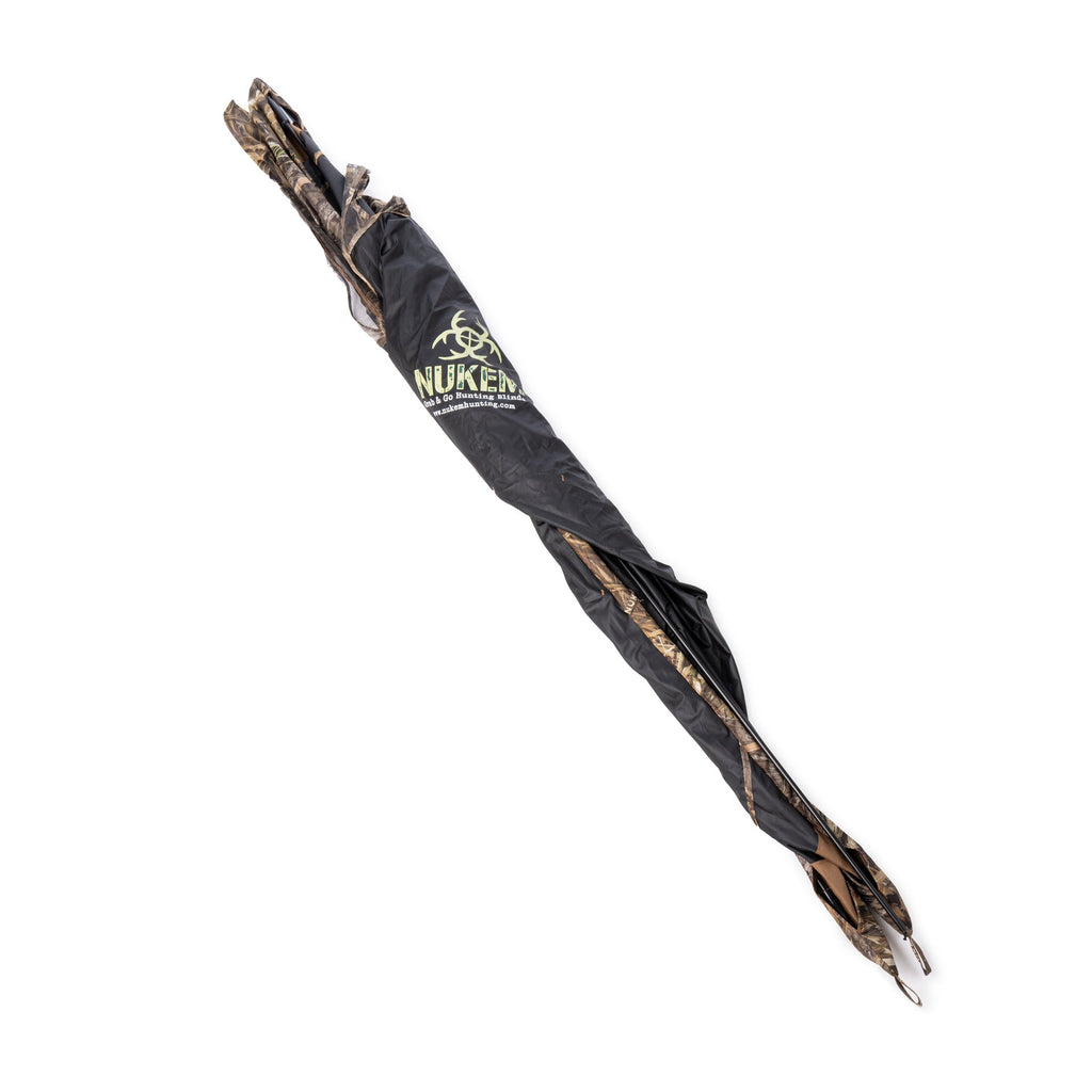 NUKEM Grab & Go Hunting Blind in camo pattern, compact and portable for outdoor hunting use