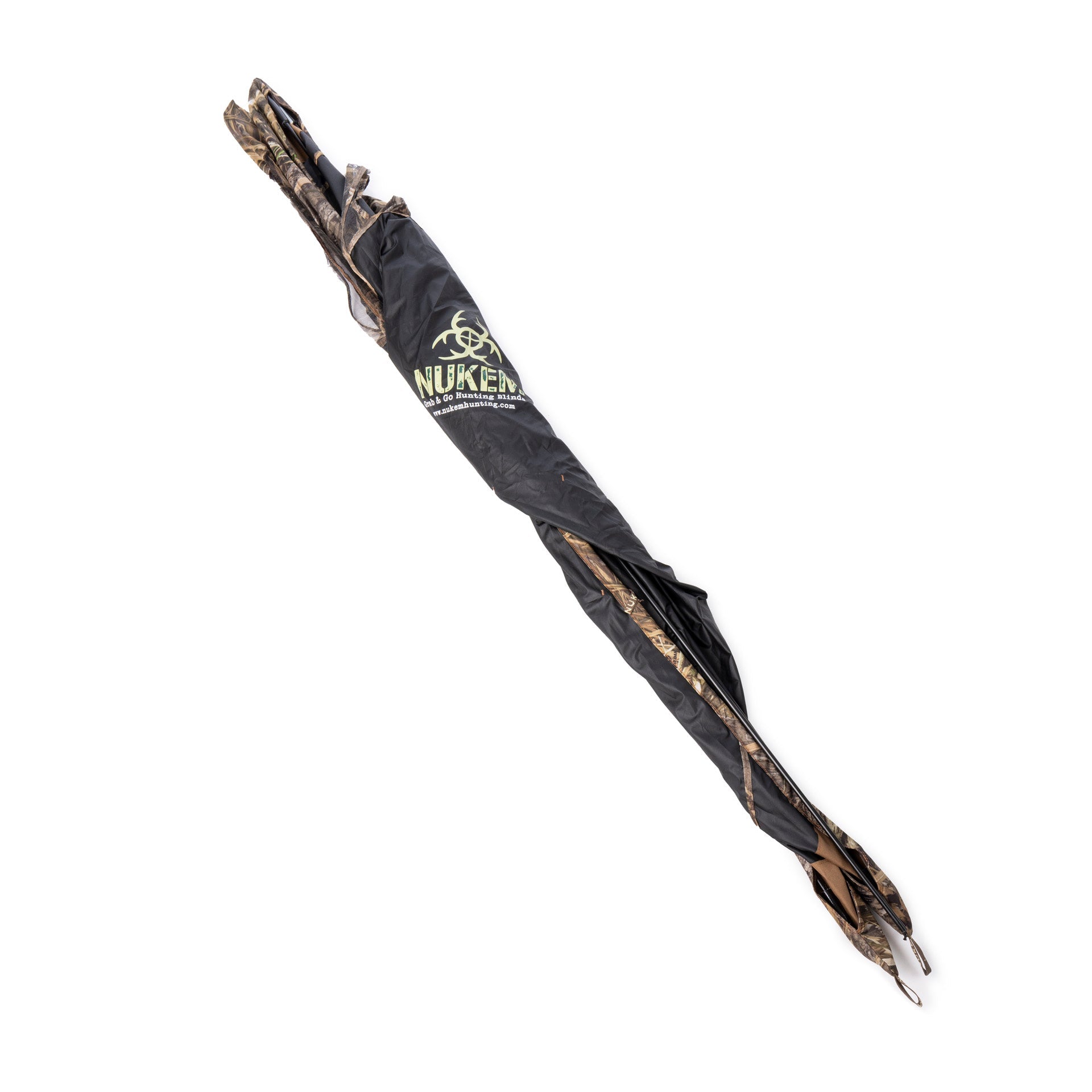 NUKEM Grab & Go Hunting Blind in camo pattern, compact and portable for outdoor hunting use