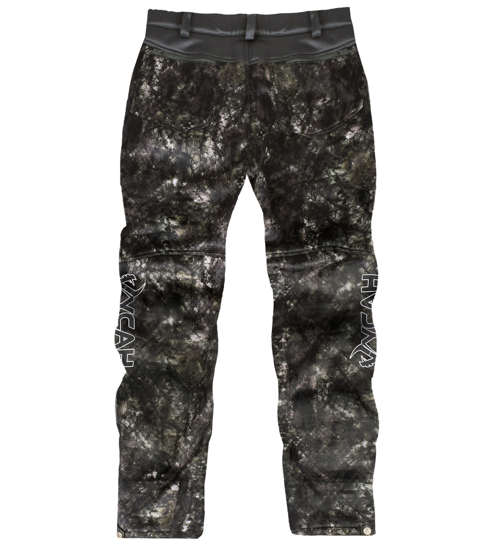 Vycah Mission Pant in Deep Woods camo, back view with Vycah logo down the leg