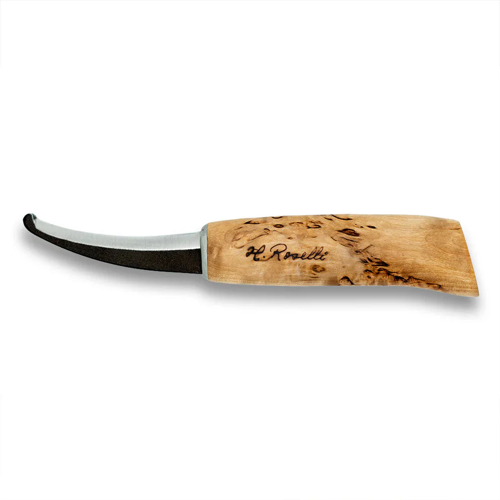 H. Roselli olive wood handle hunting knife with curved blade, outdoor gear