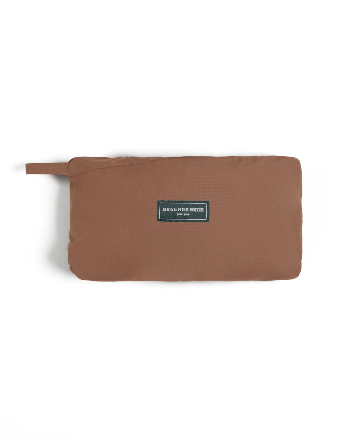 Brown Quilted Liner Vest packed into its integrated stuff sack pocket
