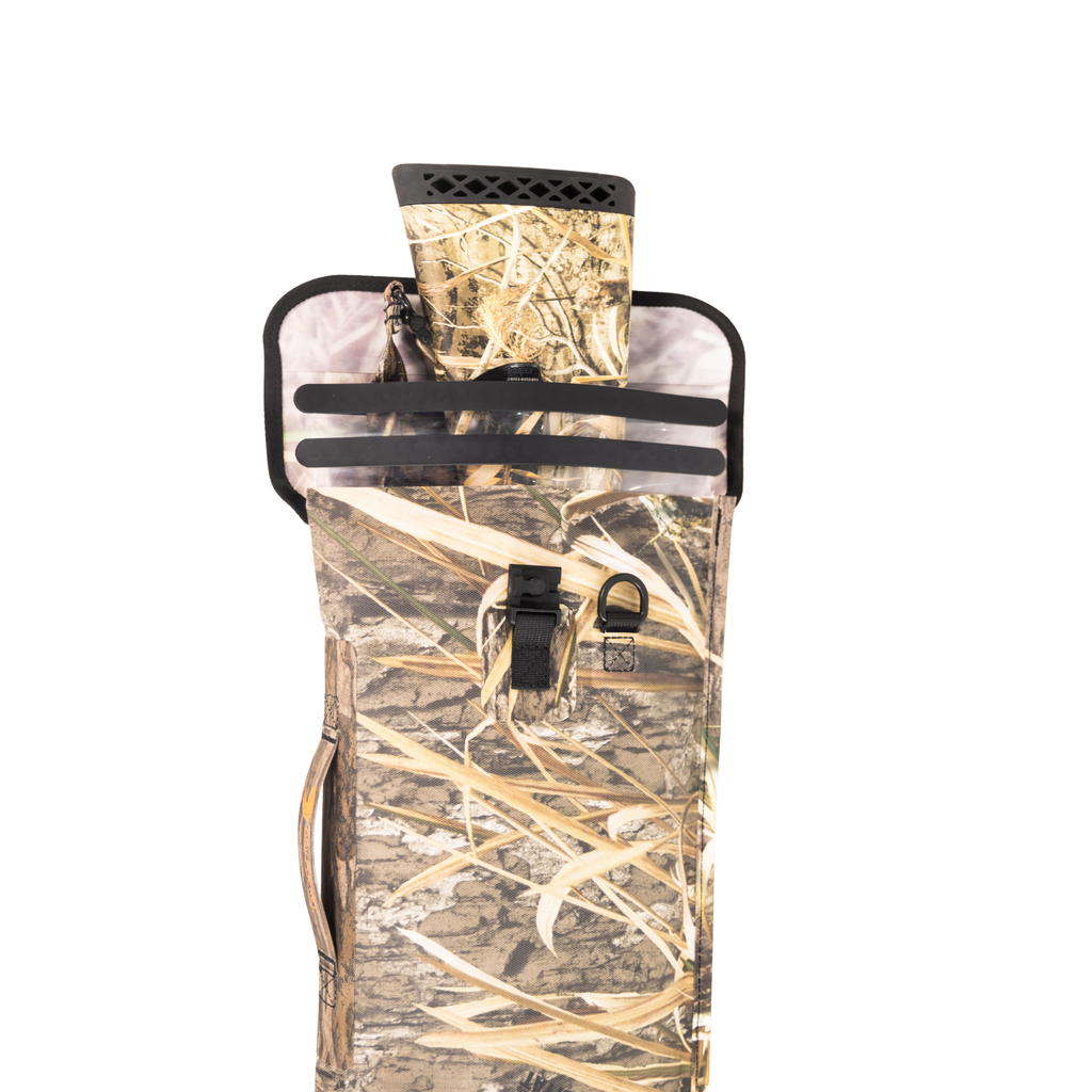 Camo duck call case with Realtree Max-5 pattern, holding calls and accessories for hunting