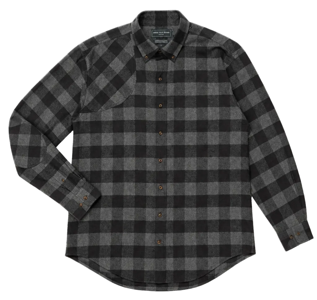 Ball and Buck Sportsmans Shirt in Grey Buffalo Plaid flannel, front view