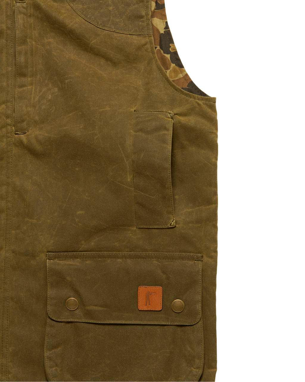 Side pocket detail on the Olive Upland Vest