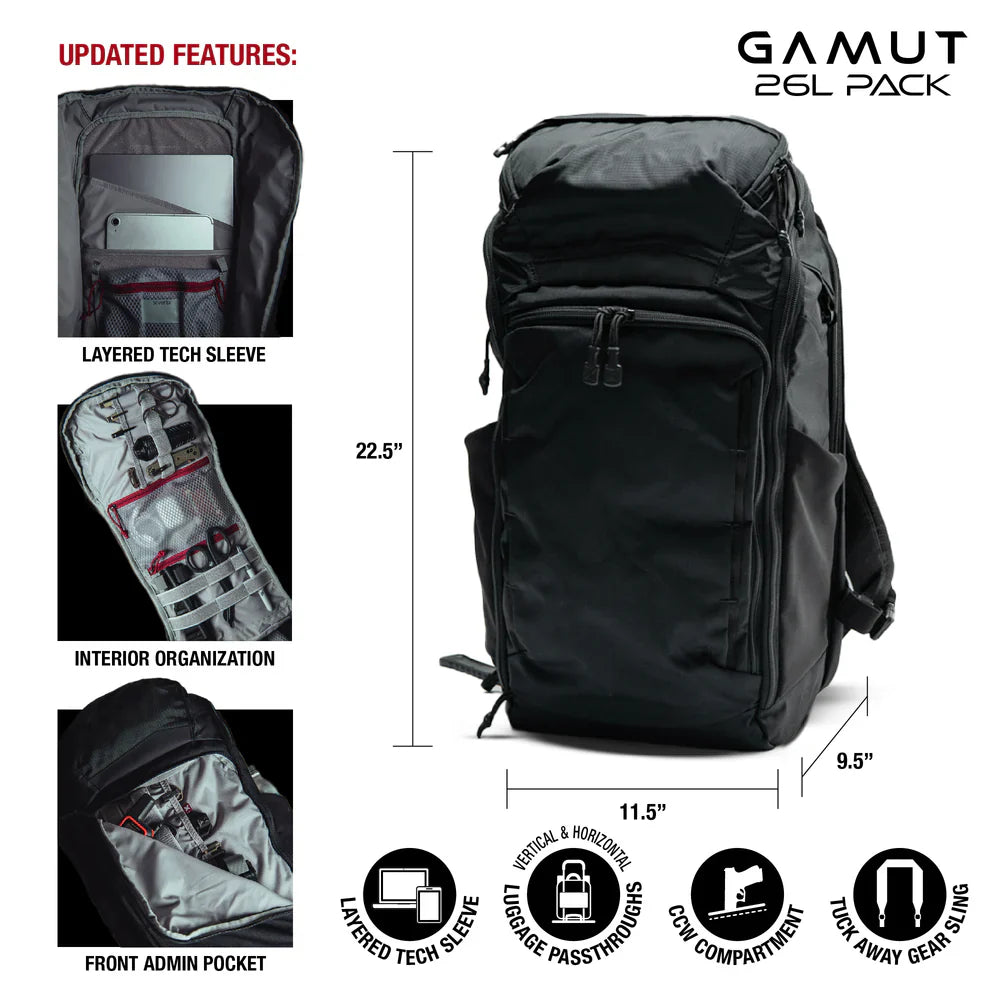 Vertx Gamut 26L | Rapid Access for Guns & Gear | 26L Storage + Expandable Carry