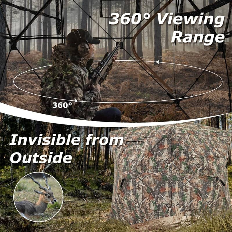 360° One Way See Through Hunting Blind Ground Blind with Portable Carrying Bag