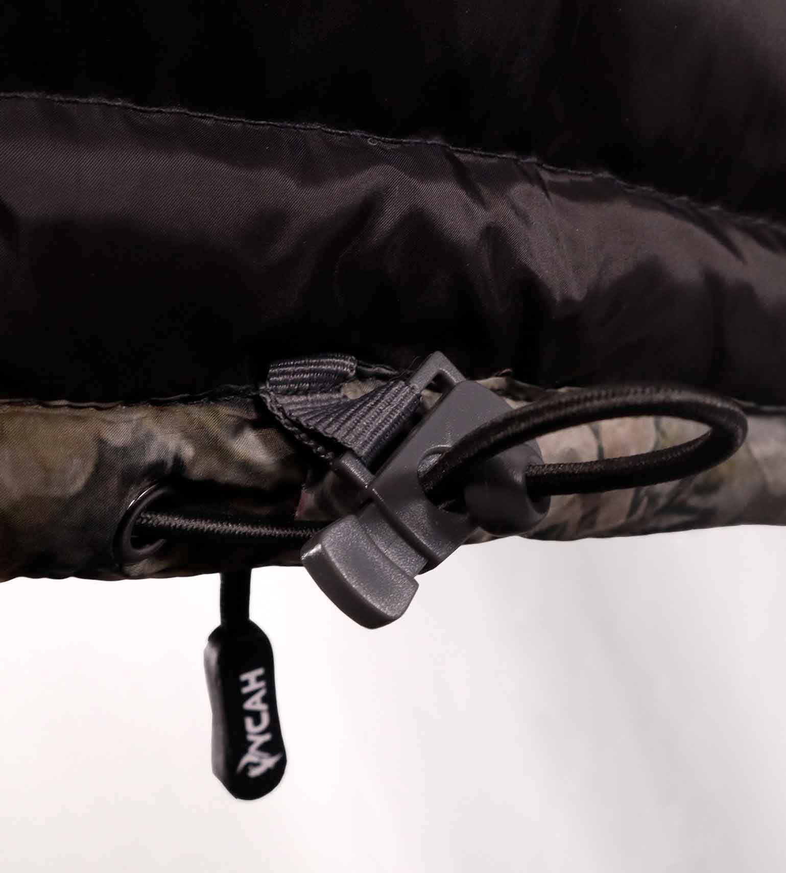 Close-up of the hem drawcord toggle with Vycah pull on the Cobalt Down Jacket