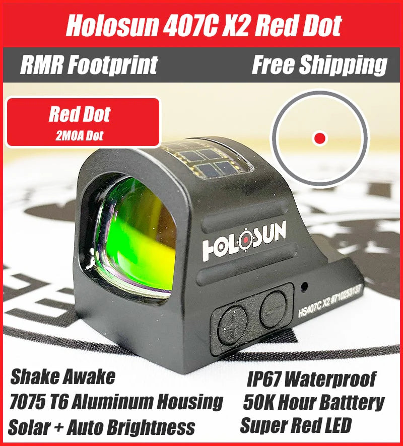 Holosun Technologies 407C-X2 – Red Dot – 2 MOA – Black