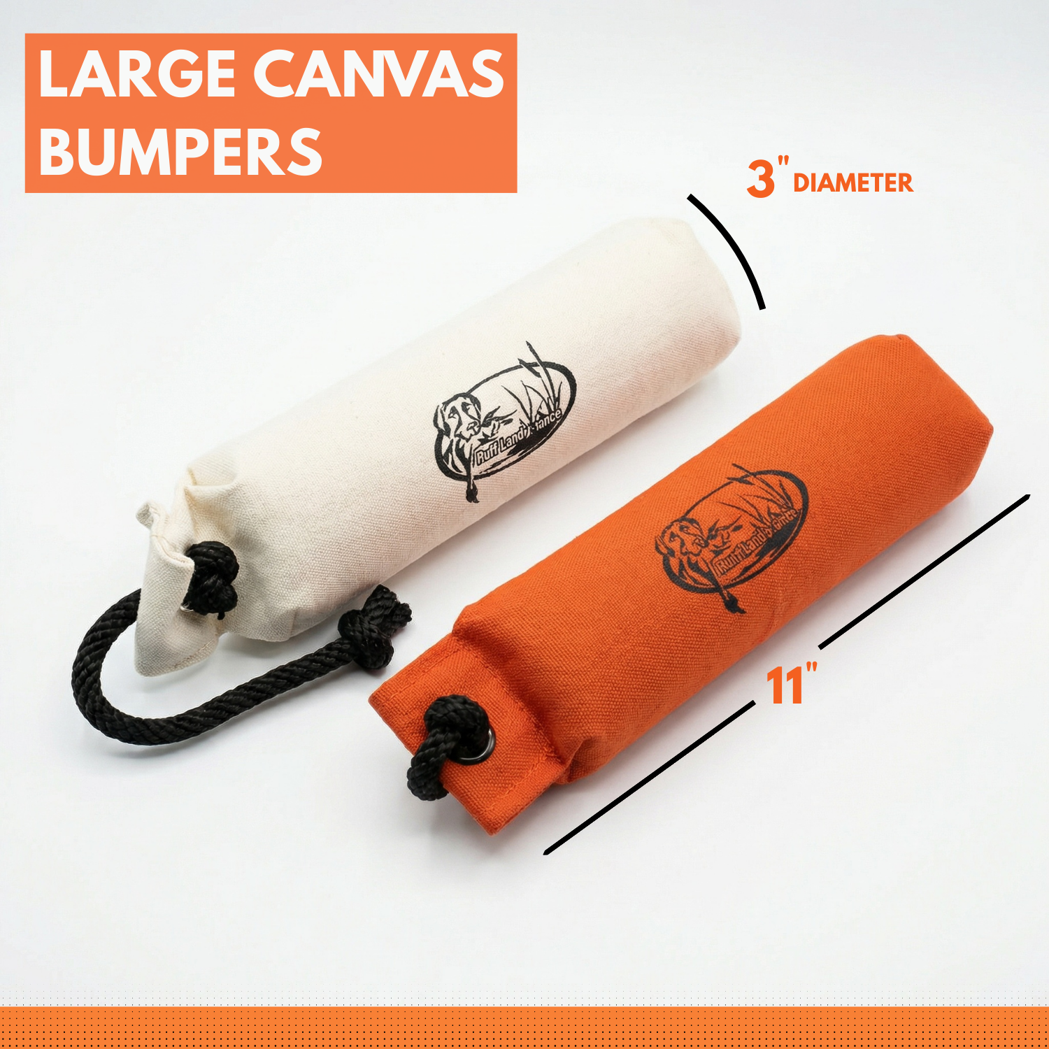HuntEmUp 3 in Canvas Dog Training Bumper Dummy Orange