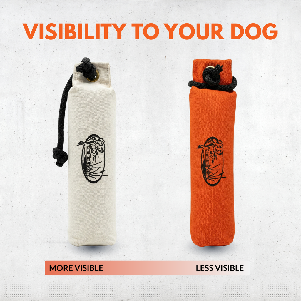 HuntEmUp Large Orange Canvas Dog Training Bumpers – 6-Pack with Throw Ropes