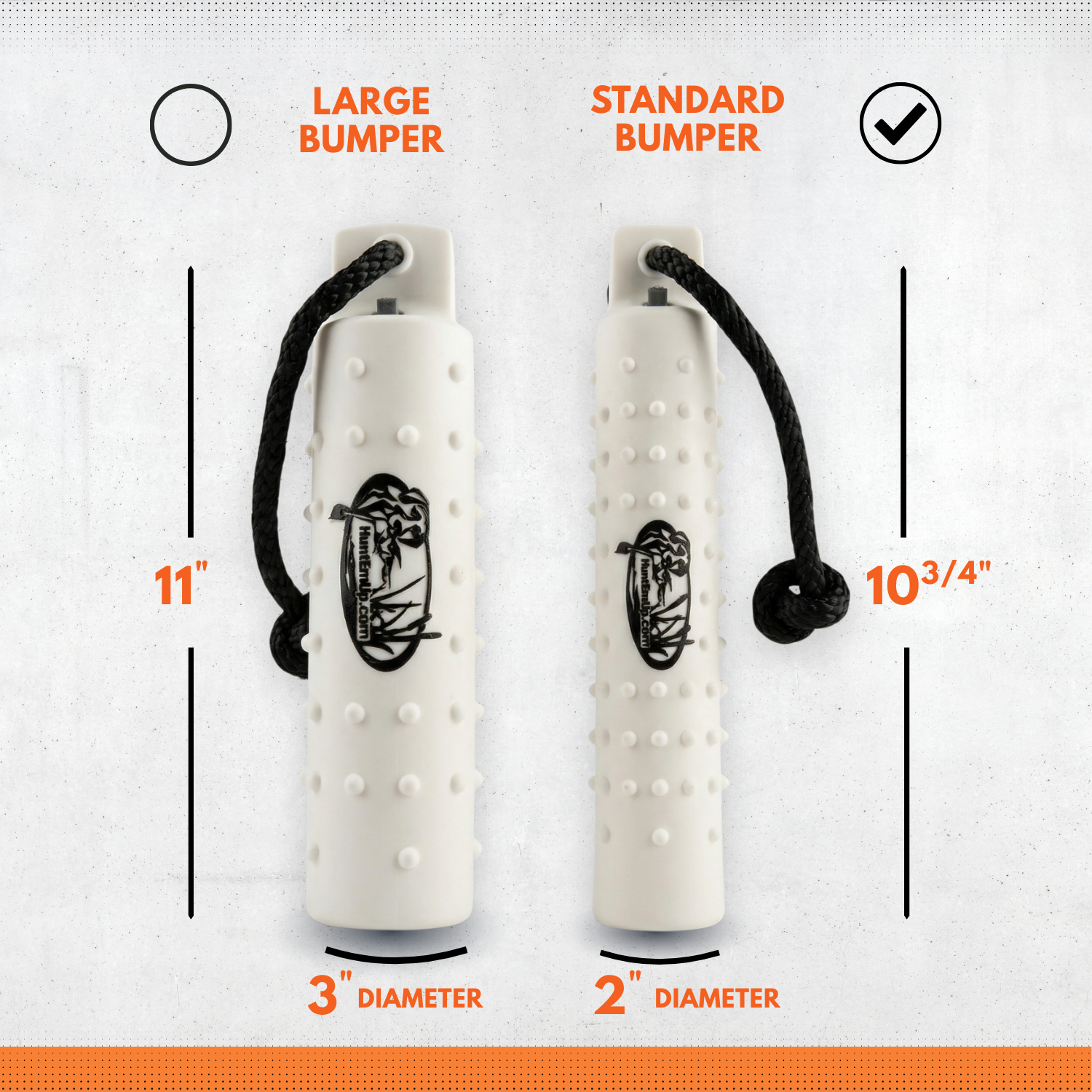 HuntEmUp Standard 2-Inch White Dog Training Bumpers with Throw Rope and Air Valve – 6 Pack