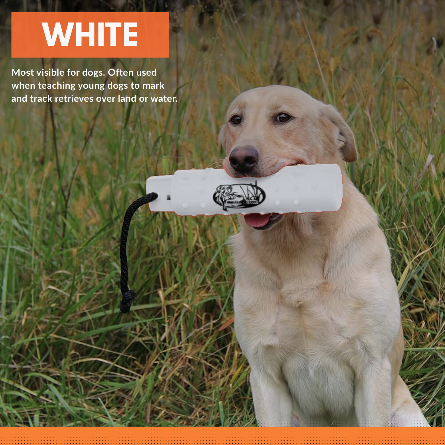 HuntEmUp Standard 2-Inch White Dog Training Bumpers with Throw Rope and Air Valve – 6 Pack