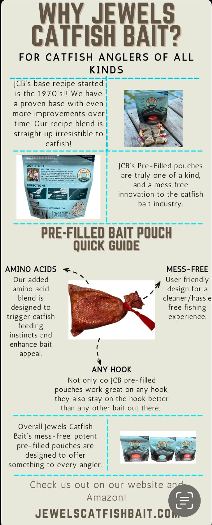 Jewel's Catfish Bait - Pre-Filled Bait Pouches - Chicken Liver Craze (NEW)