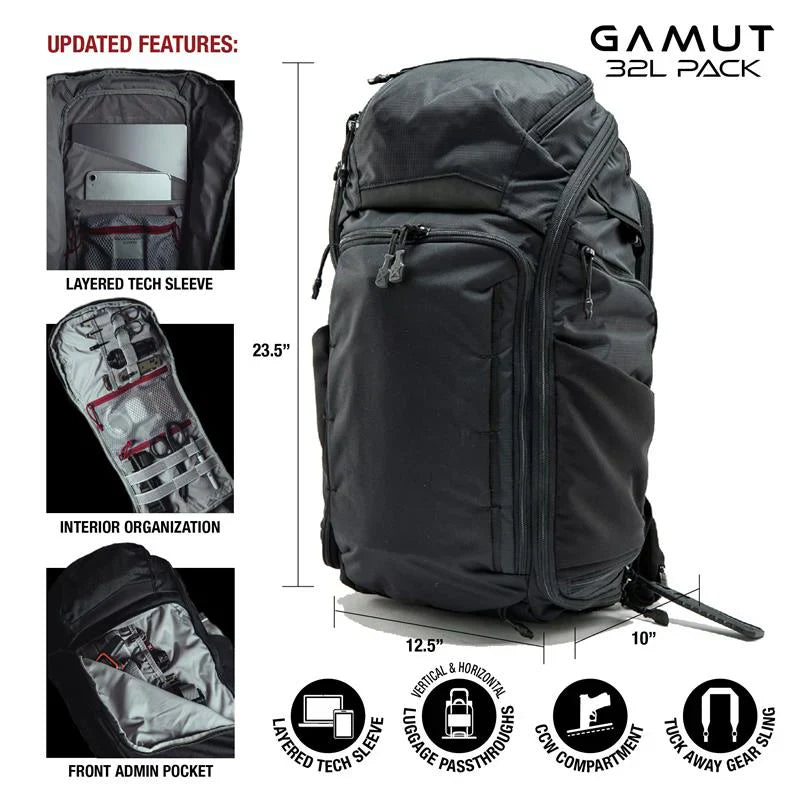 Vertx Gamut 32L | Discreet CCW & 16" Laptop Carry | Low-Vis Profile