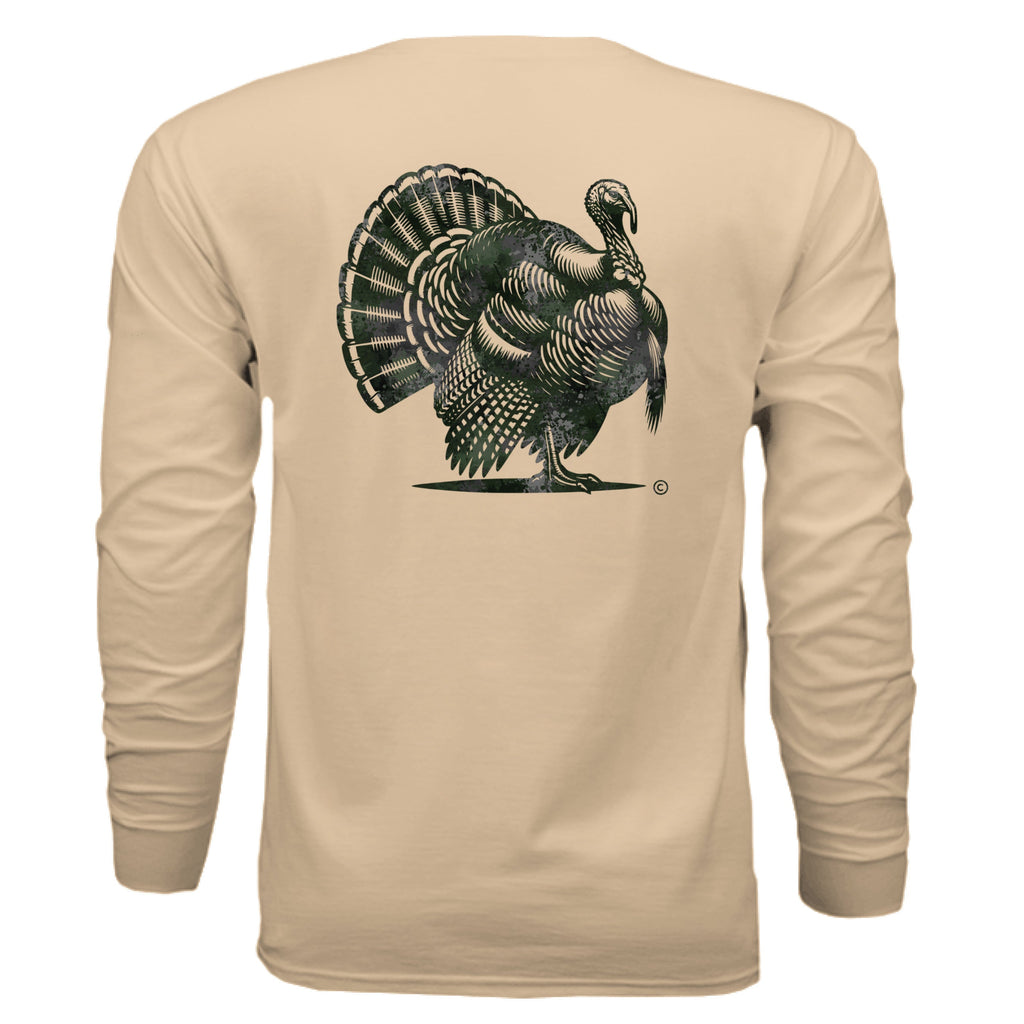 Verdant Splash Burst Camo Turkey Long Sleeve T-Shirt