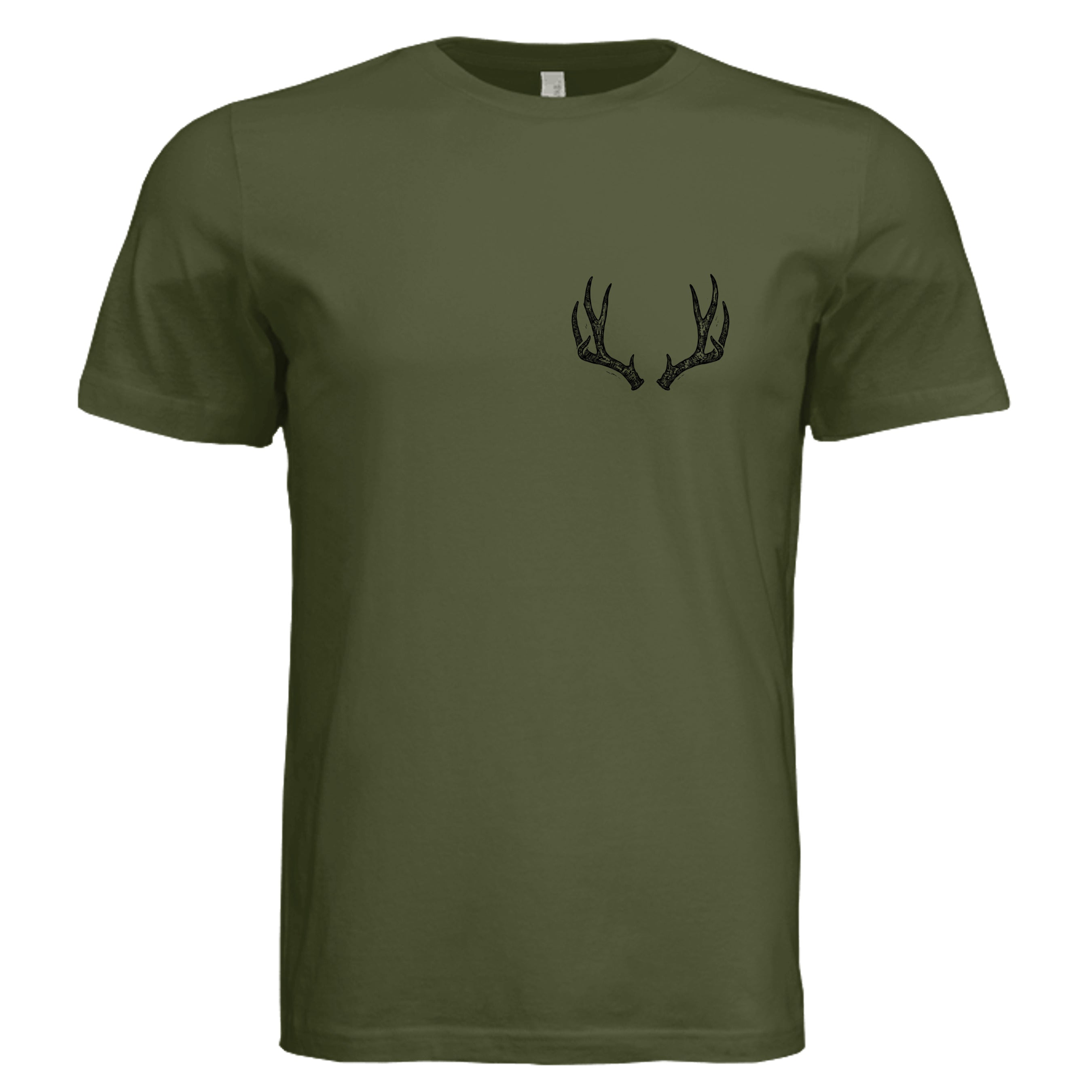 Venator Boreal Forest Elk Antlers T-Shirt Olive - elk antler graphic design - front view