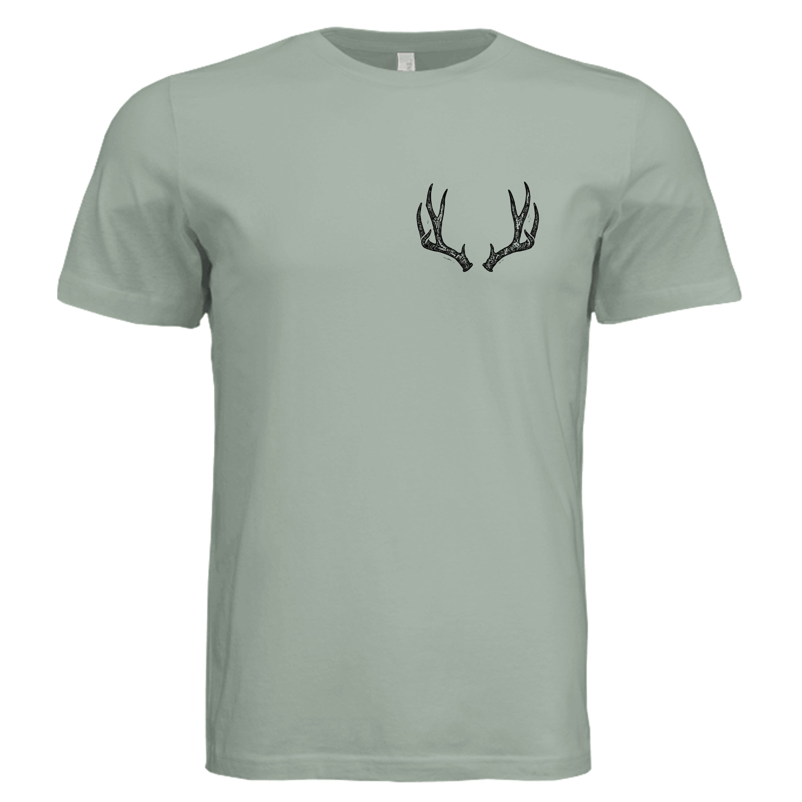 Venator Montana Elk Antlers T-Shirt Dusty Blue - elk antler graphic design - front view