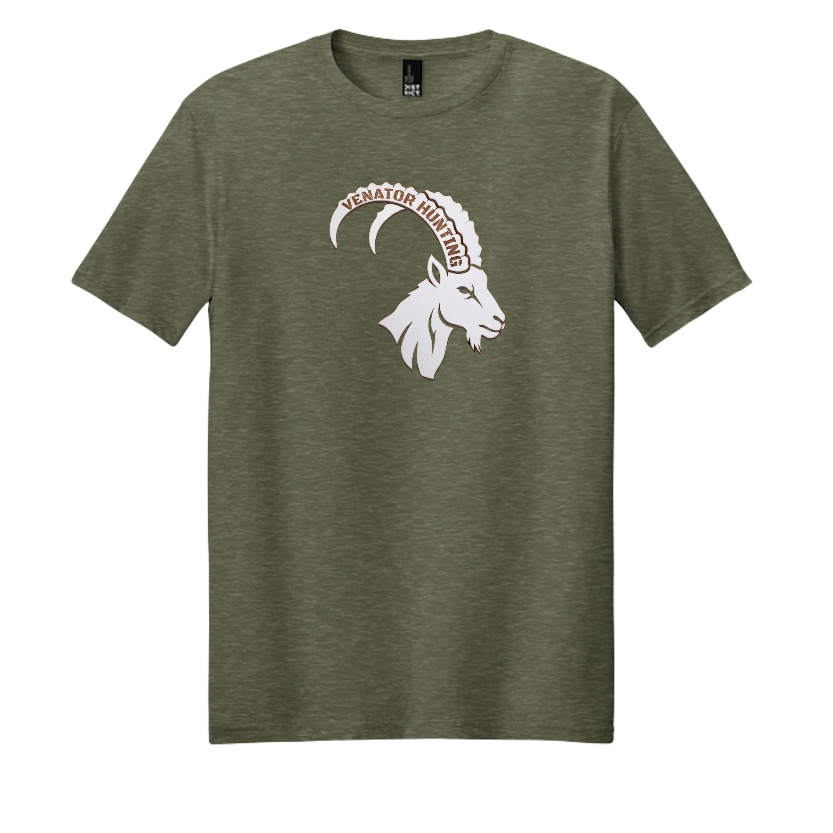 Venator Ibex T-Shirt heathered olive - ibex skull hunting design - front view