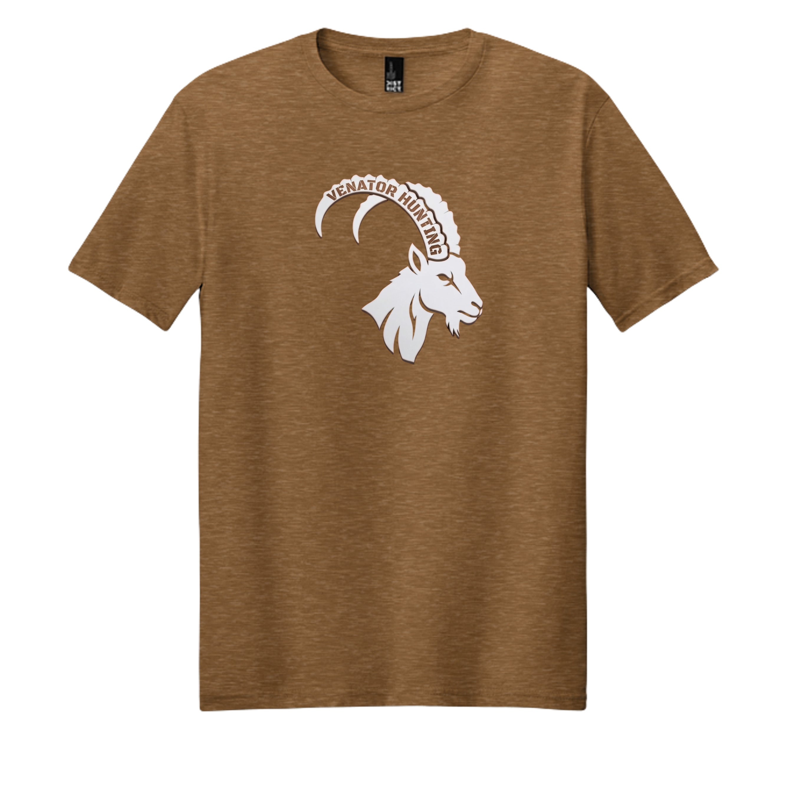 Venator Ibex T-Shirt duck brown heather - ibex skull hunting design - front view