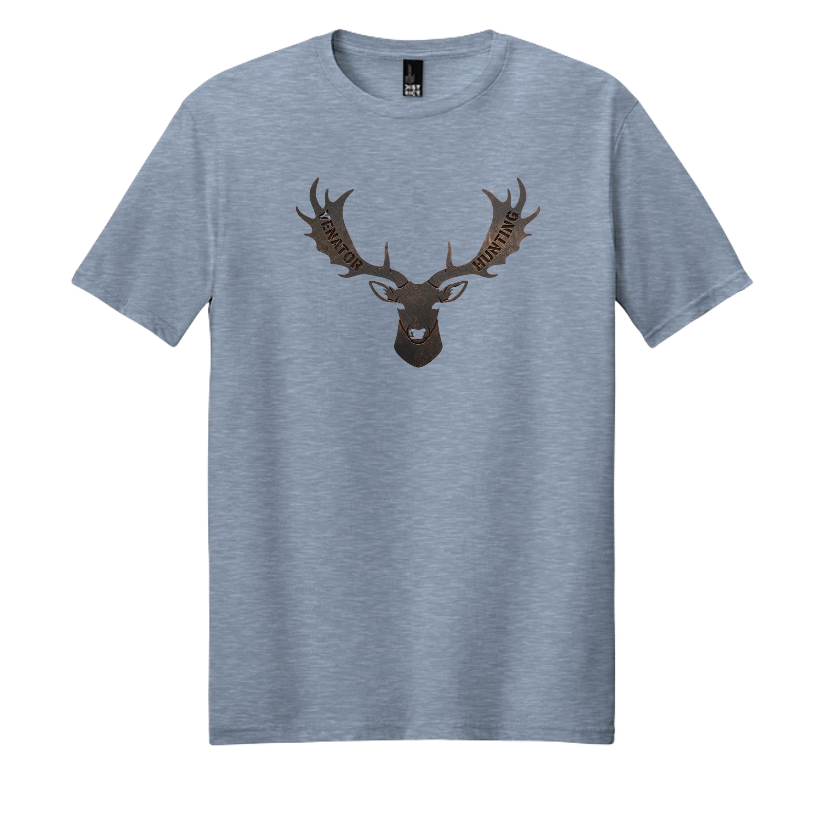 Venator Fallow T-Shirt flint blue heather - fallow deer antler design - front view