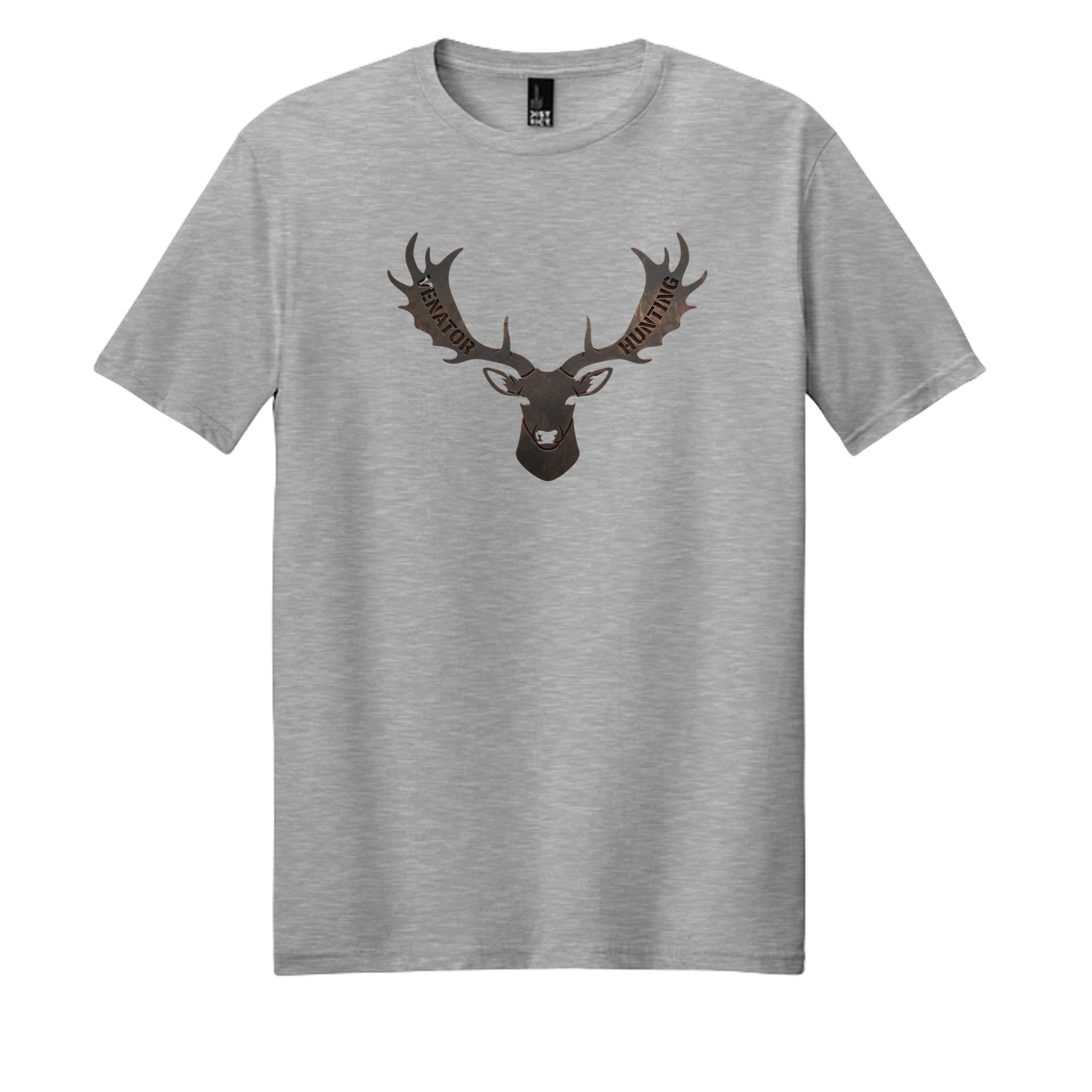 Venator Fallow T-Shirt light heather grey - fallow deer antler design - front view