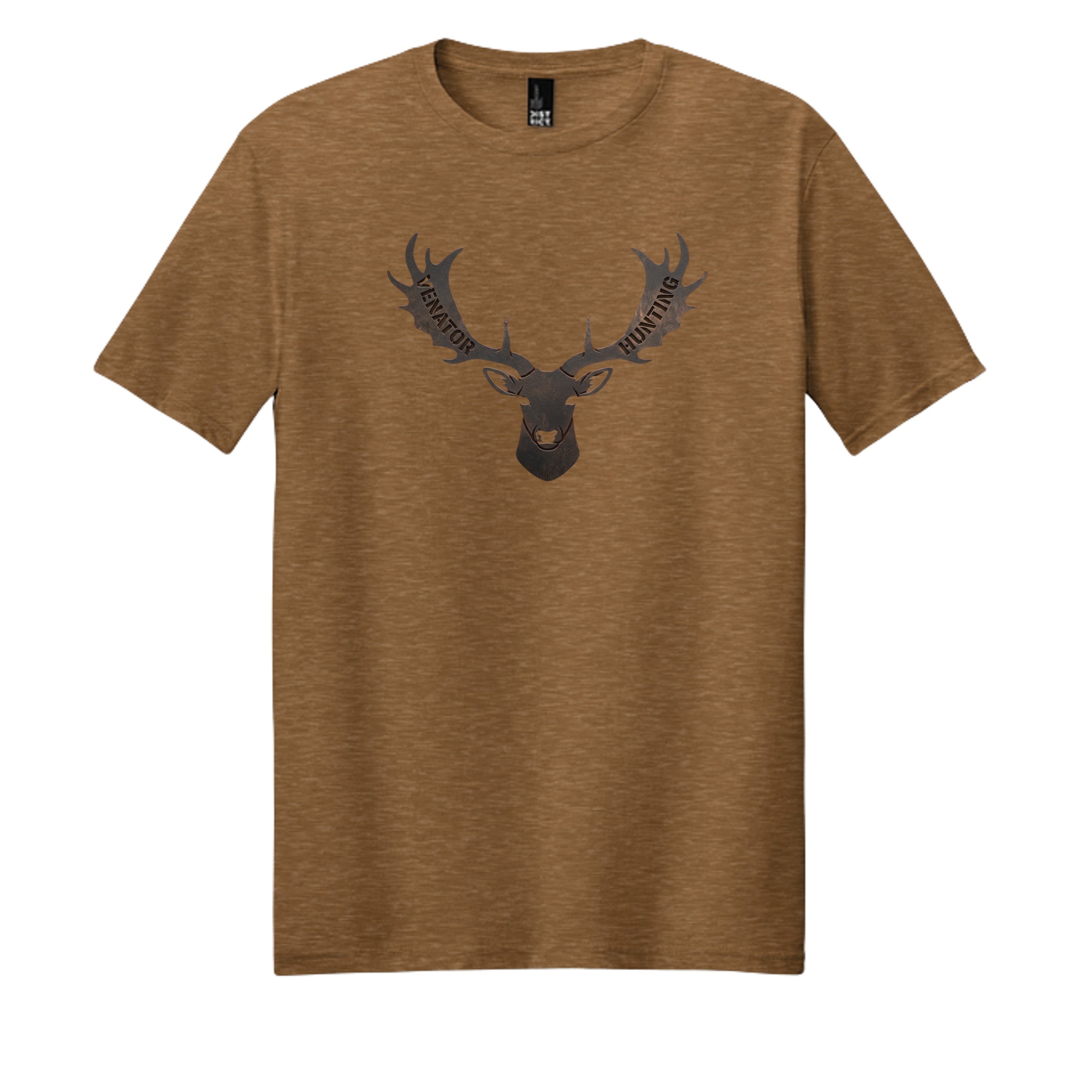 Venator Fallow T-Shirt duck brown heather - fallow deer antler design - front view