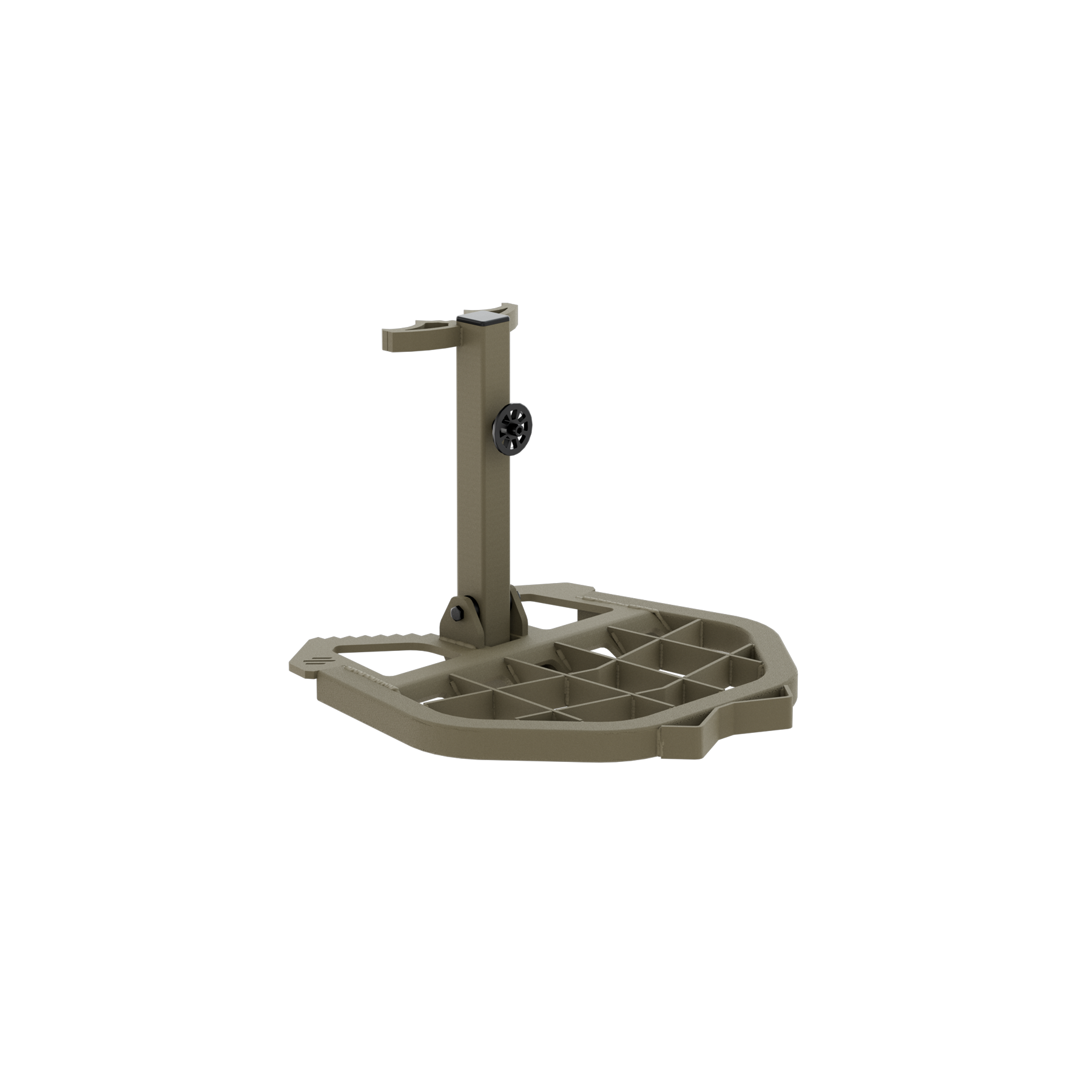 Olive green hunting tree stand platform with adjustable height and non-slip grip for secure outdoor use