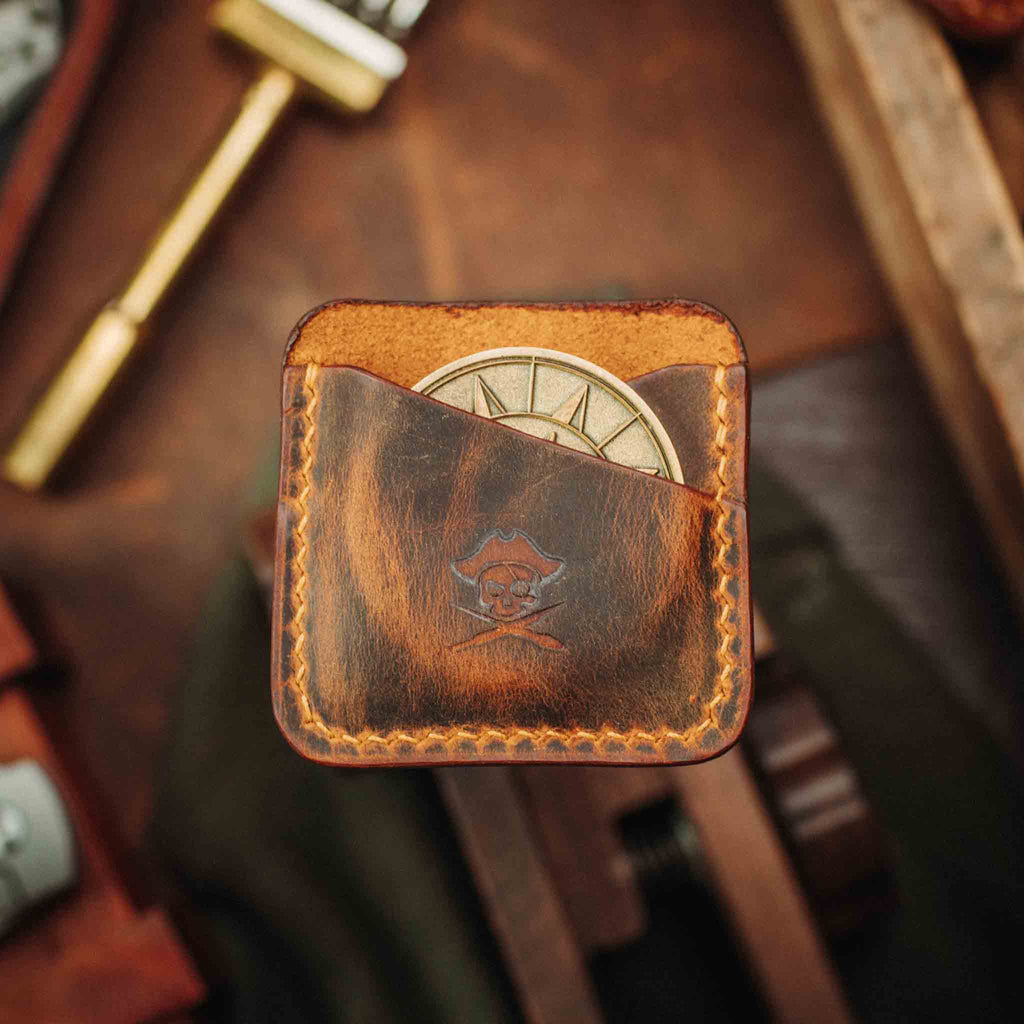Pirate Goods Peso Pocket Duo Coin Holder – Leather Challenge Coin Case for Two Coins