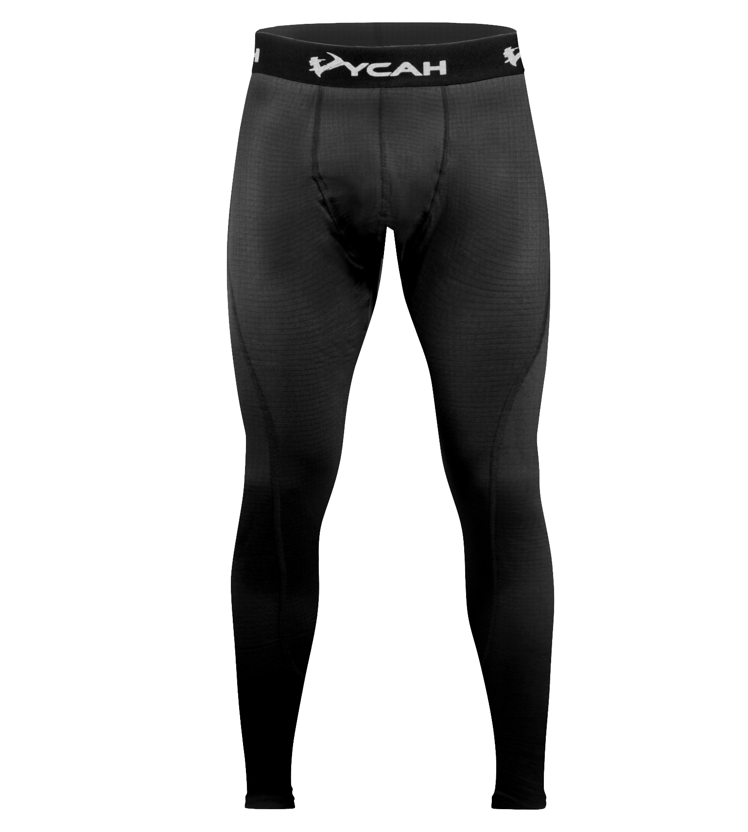 Vycah Pyrex Extreme base layer pant in charcoal, front view with Vycah logo waistband