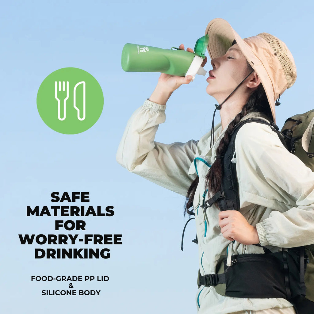 Collapsible Soft Water Bottle with Angled Spout