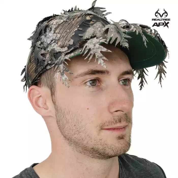 3D Leafy Camo Face Mask Ball Cap in Mossy Oak and Realtree (Adj, OSFM)