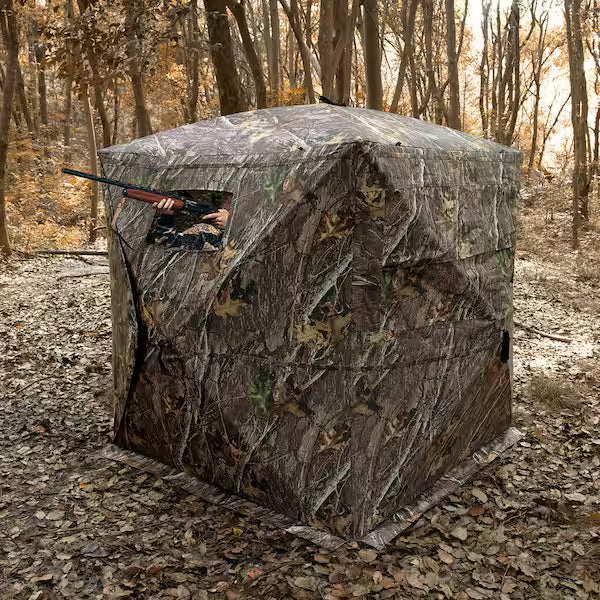 Hunting Blind, 270° See Through Ground Blind, 2-3 Person Pop Up Deer Blind for Hunting with Carrying Bag, Portable Resilient Hunting Tent, 3 Horizontal Windows for Turkey and Deer Hunting