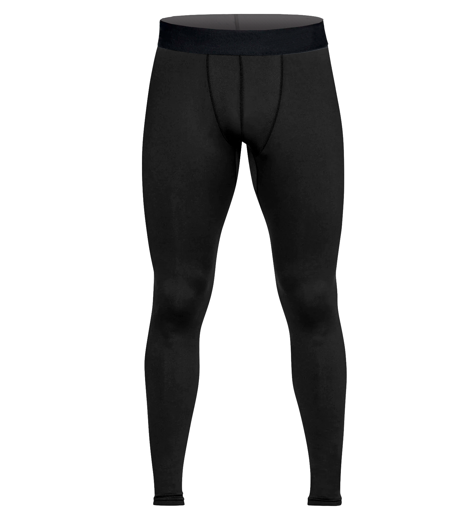 Vycah Sub Zero compression baselayer pants in black, front view of fleece-lined hunting base layer